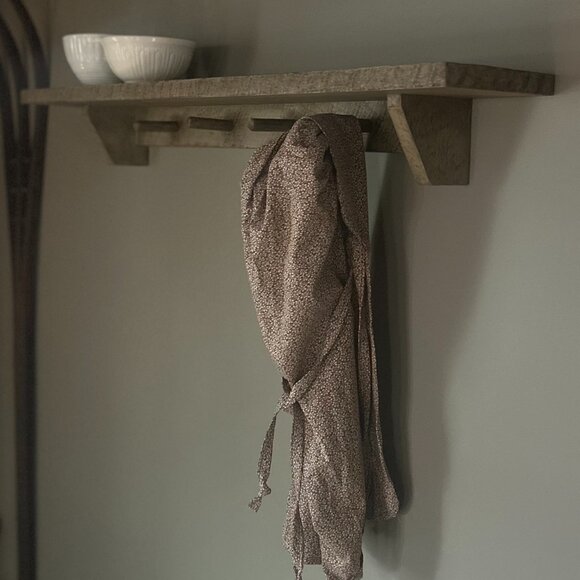 Primitive Farmhouse Peg Board Shelf Has whittled pegs.